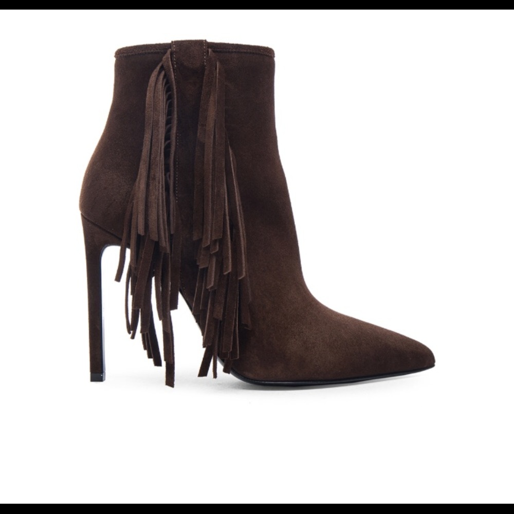 NIB YSL Saint Laurent Fringe Suede Bootie 38.5